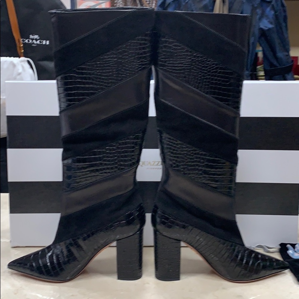 AQUAZZURA BOETTI BOOTS IN BLACK SUEDE AND LEATHER SLIP ON STYLE SIZE 8.5 - Picture 5 of 10